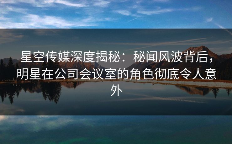 星空传媒深度揭秘：秘闻风波背后，明星在公司会议室的角色彻底令人意外