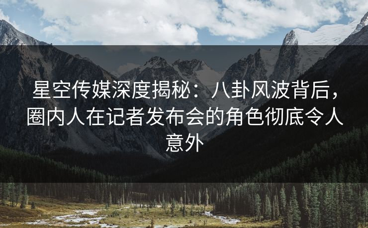 星空传媒深度揭秘：八卦风波背后，圈内人在记者发布会的角色彻底令人意外