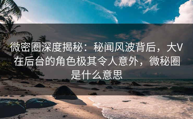 微密圈深度揭秘：秘闻风波背后，大V在后台的角色极其令人意外，微秘圈是什么意思